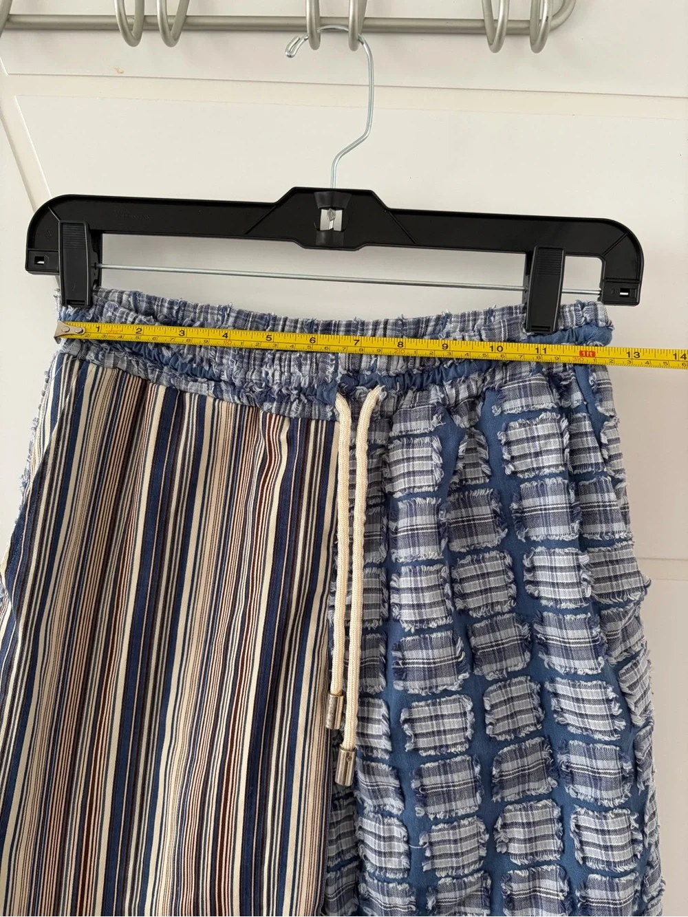 Striped Drawstring Pants in Blue and Tan